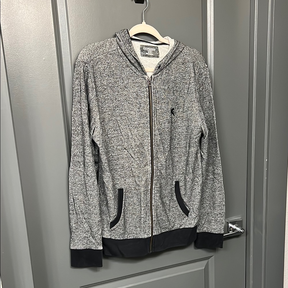 Men’s Express Gray Zip-Up Hoodie with Black Accents